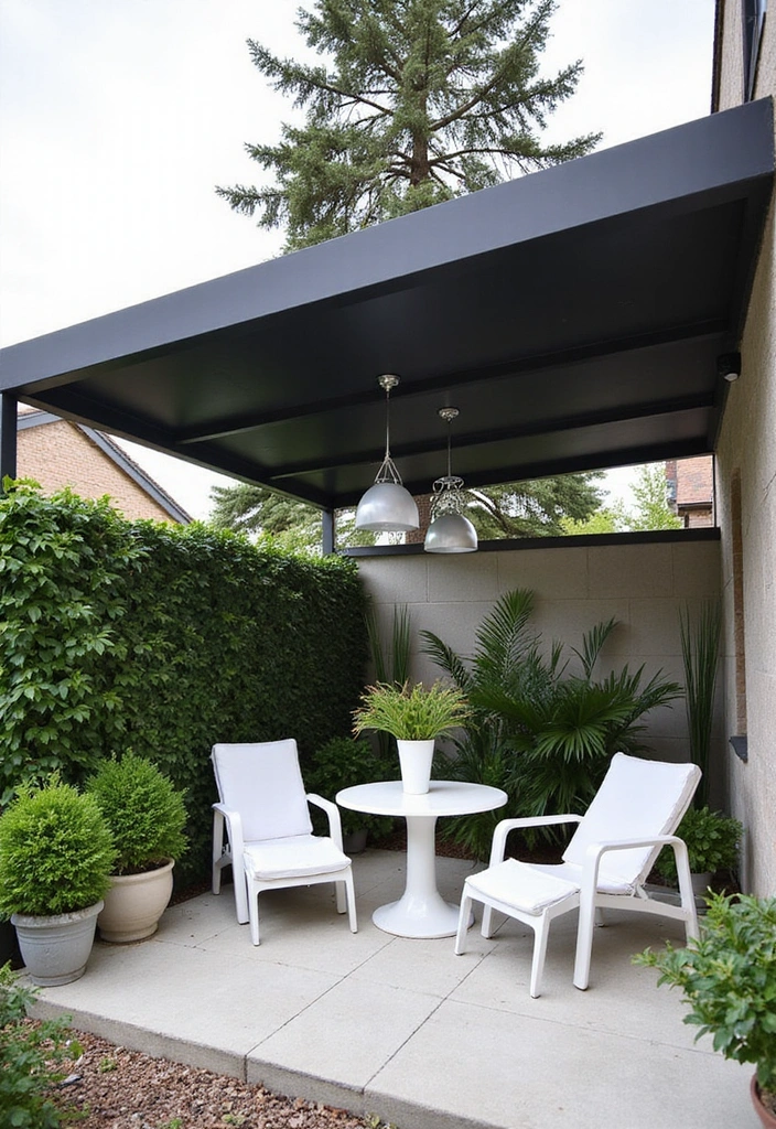 24 Patio Roof Extension Ideas for Small Outdoor Spaces - 2. Modern Metal Canopy