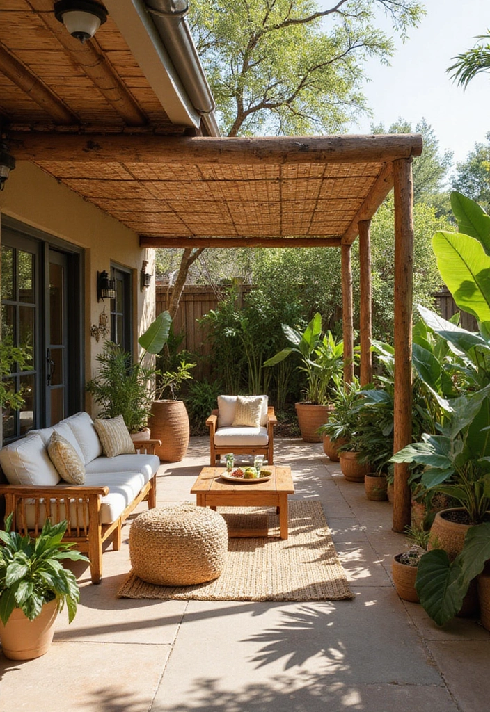 24 Patio Roof Extension Ideas for Small Outdoor Spaces - 6. Bamboo Roof Extension