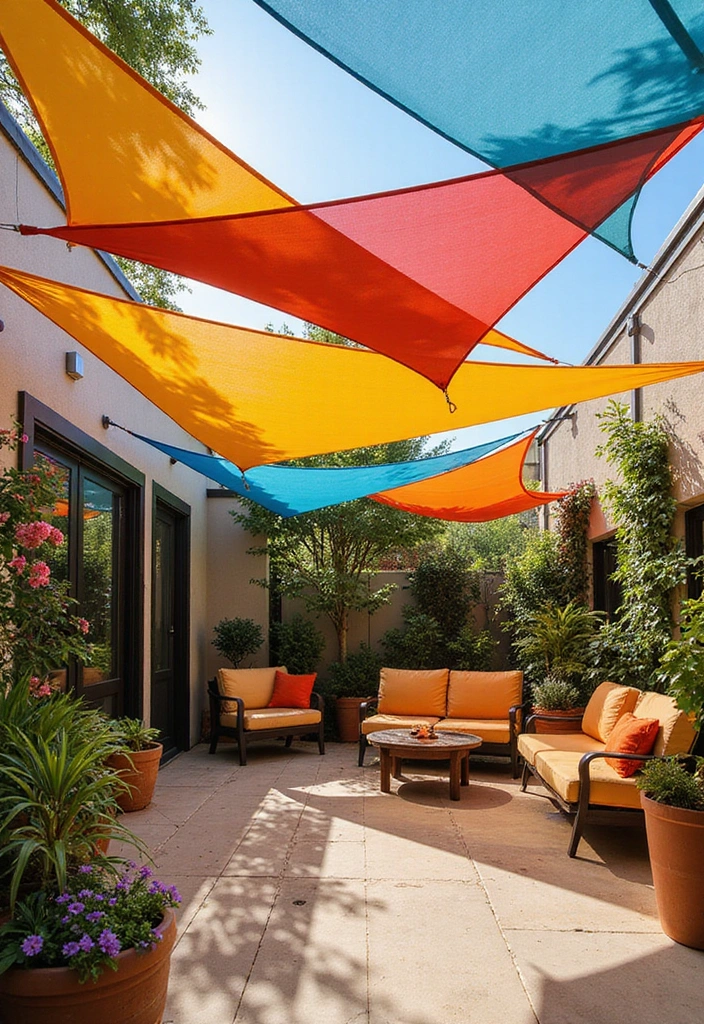 24 Patio Roof Extension Ideas for Small Outdoor Spaces - 7. Stylish Shade Sail