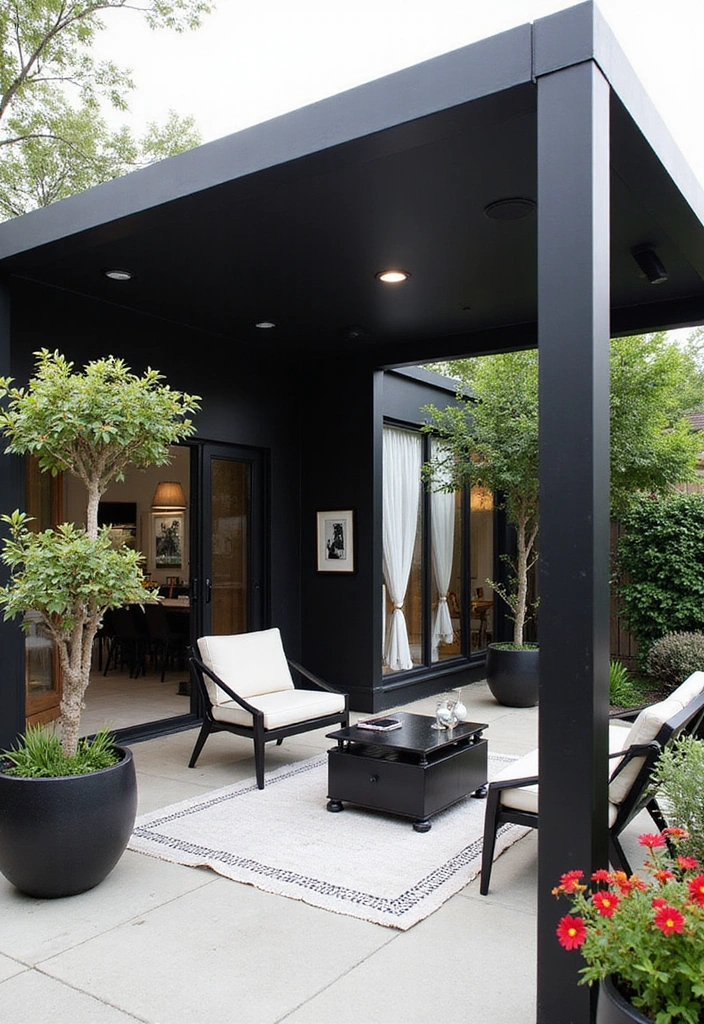 24 Pool Pavilion Ideas for Luxury Outdoor Living - 10. Monochrome Pavilion