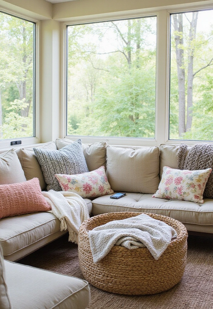 24 Screened In Porch Decorating Ideas - 14. Textured Cushions and Throws