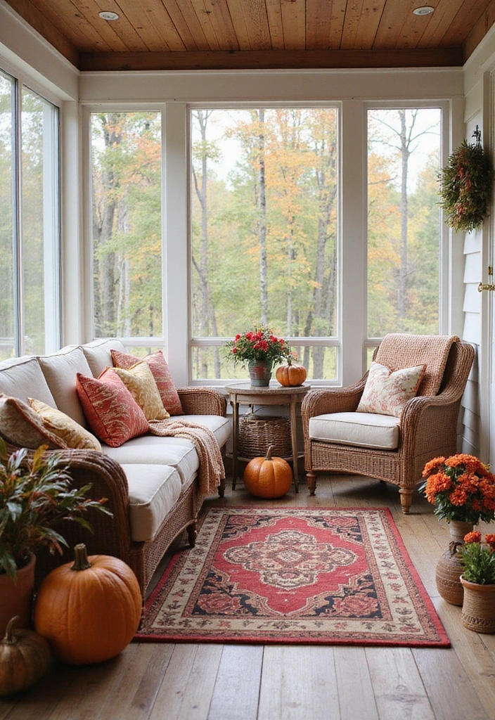 24 Screened In Porch Decorating Ideas - 18. Seasonal Decor Swaps