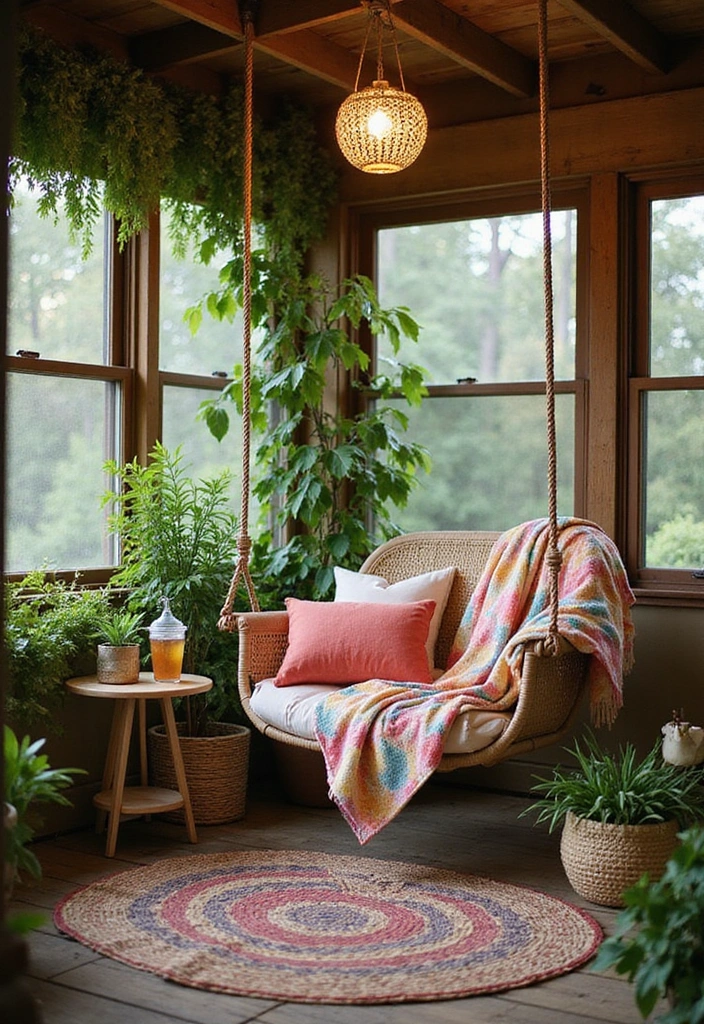 24 Screened In Porch Decorating Ideas - 5. Hanging Swing Chairs