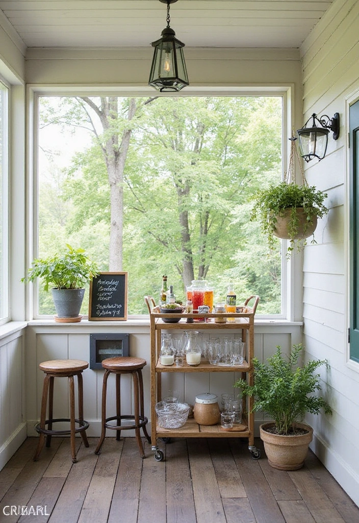 24 Screened In Porch Decorating Ideas - 9. Outdoor Bar Setup