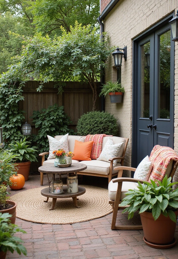 24 Small Patio Ideas for Cozy Outdoor Living - 16. Seasonal Decor Changes