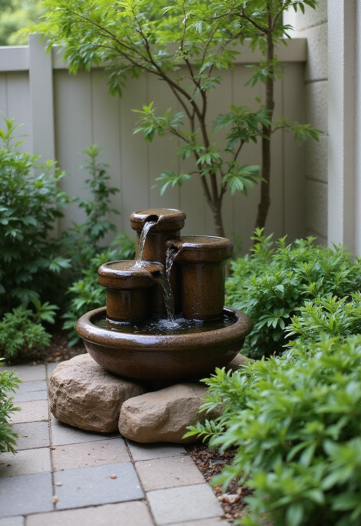 24 Small Patio Ideas for Cozy Outdoor Living - 18. Compact Water Feature