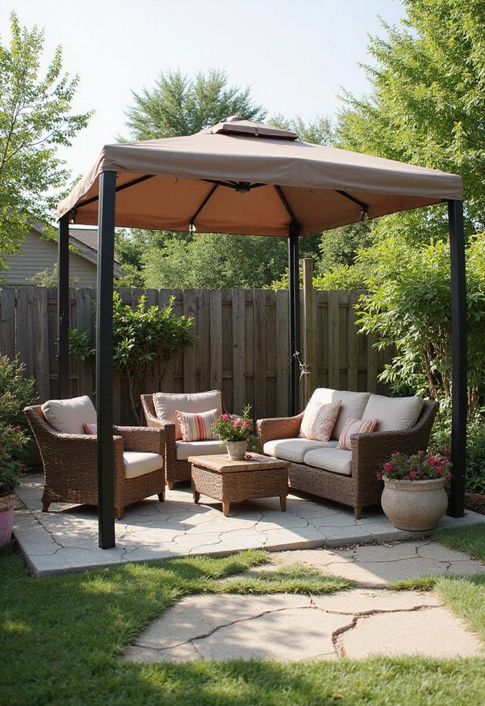 24 Small Patio Ideas for Cozy Outdoor Living - 21. Pop-Up Canopy