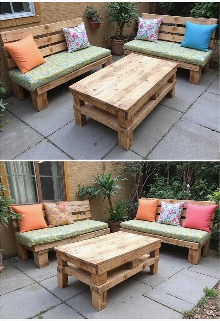 24 Small Patio Ideas for Cozy Outdoor Living - 23. DIY Pallet Furniture