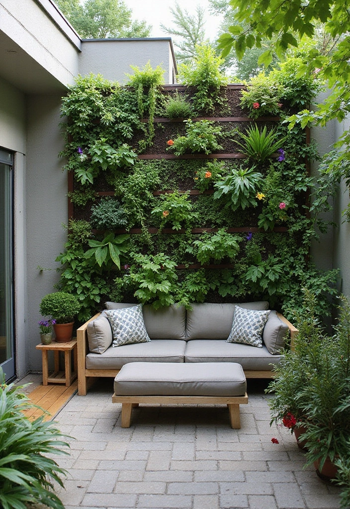 24 Small Patio Ideas for Cozy Outdoor Living - 6. Vertical Garden Wall