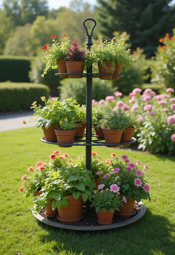25 DIY Garden Ideas to Elevate Your Outdoor Decor - 10. Tiered Garden Stand