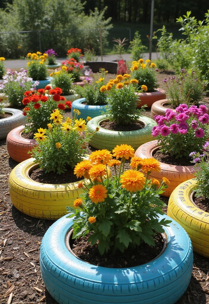 25 DIY Garden Ideas to Elevate Your Outdoor Decor - 14. Upcycled Tire Planters