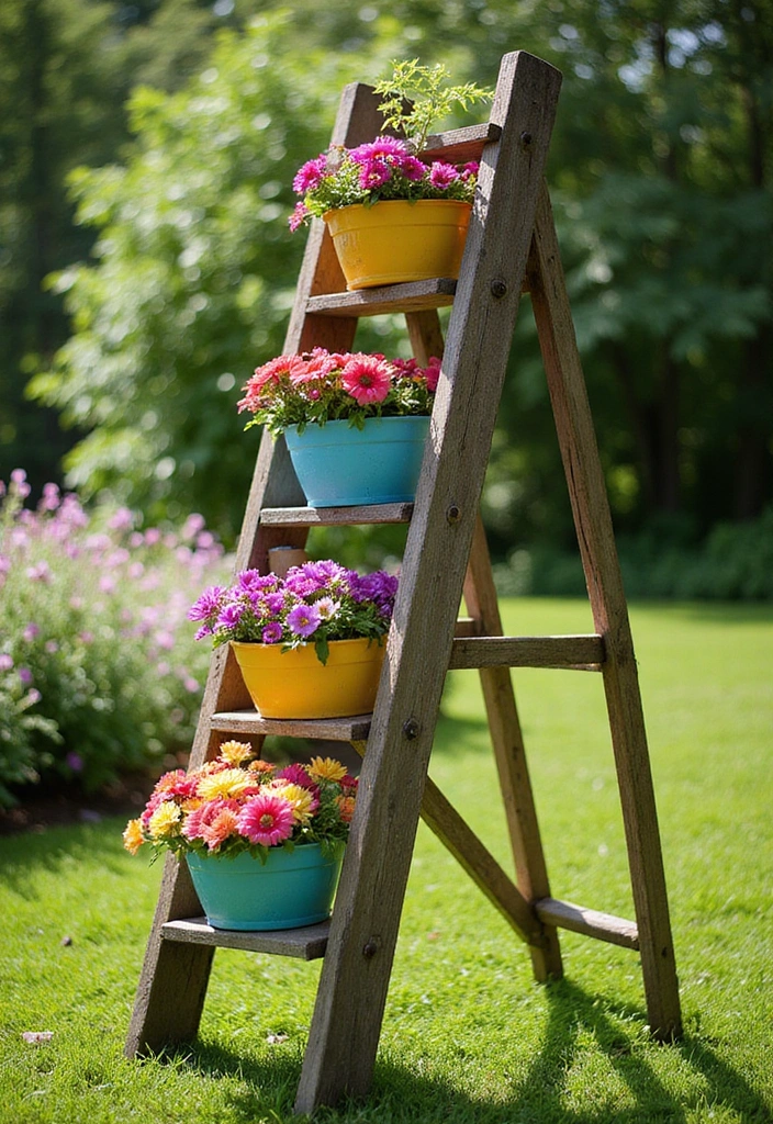 25 DIY Garden Ideas to Elevate Your Outdoor Decor - 5. Ladder Planter