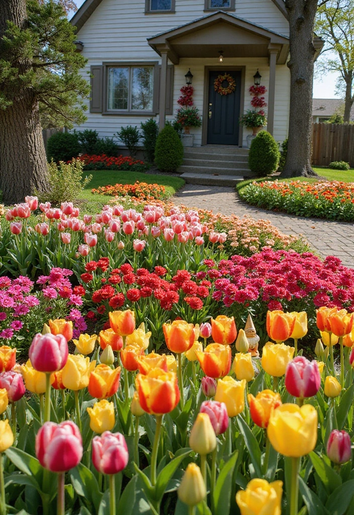 25 Front Garden Ideas for a Sustainable Touch - 13. Seasonal Color Displays