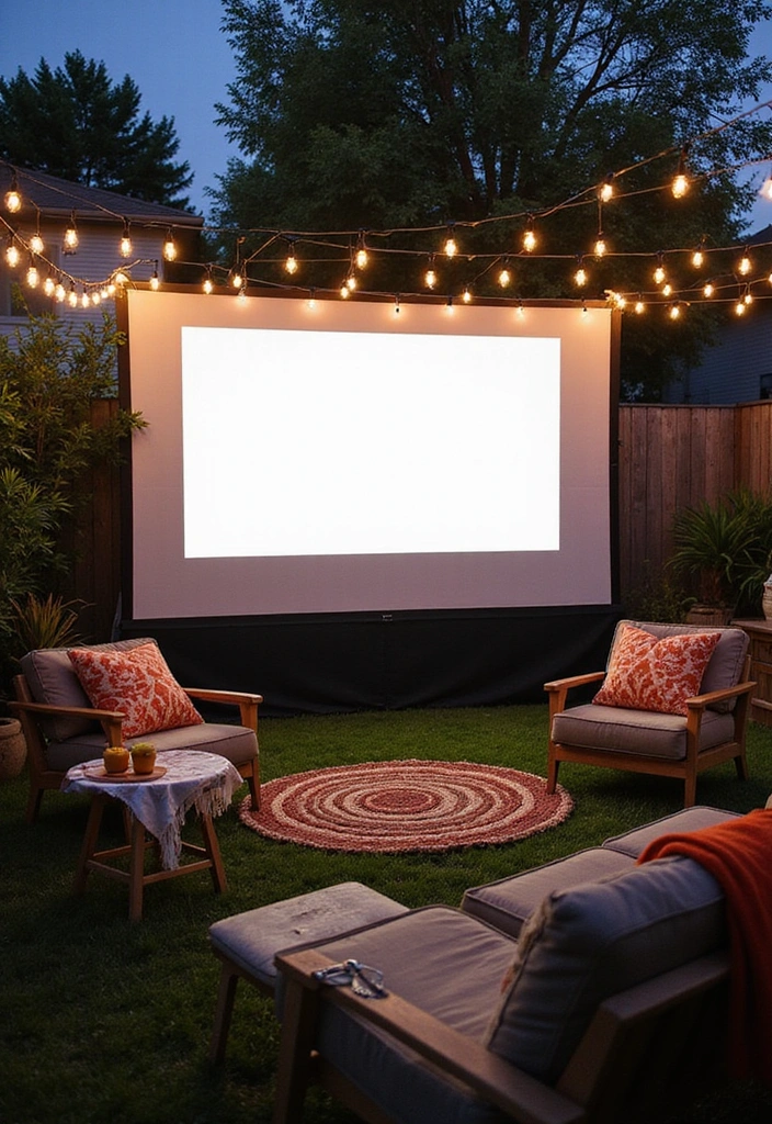 25 Outdoor Living Design Backyard Ideas - 7. Outdoor Movie Screen