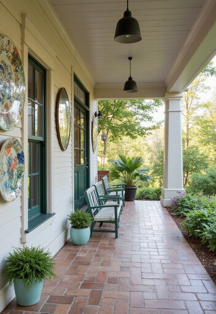 25 Porch Decorating Ideas to Enhance Your Outdoor Living - 12. Artistic Wall Decor