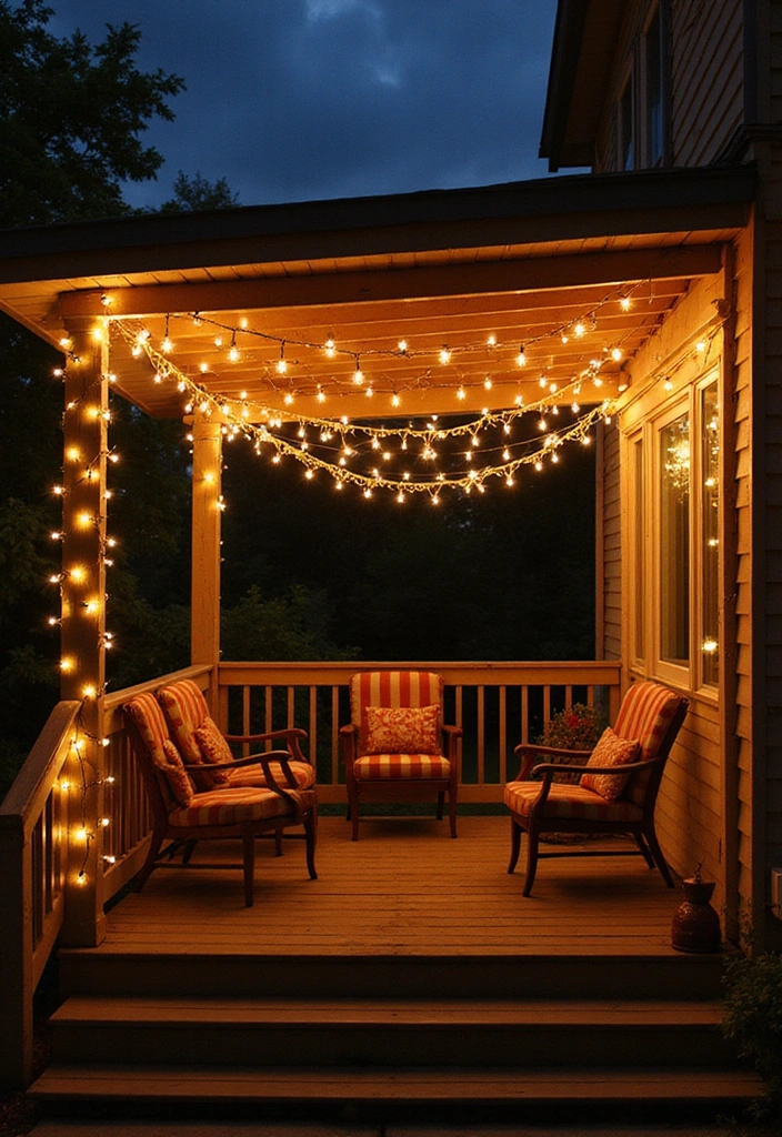 25 Porch Decorating Ideas to Enhance Your Outdoor Living - 14. Whimsical Fairy Lights