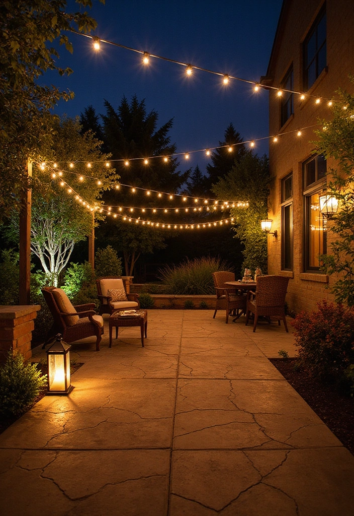 25 Stylish Concrete Patio Ideas for Small Outdoor Spaces - 17. Captivating Lighting Designs