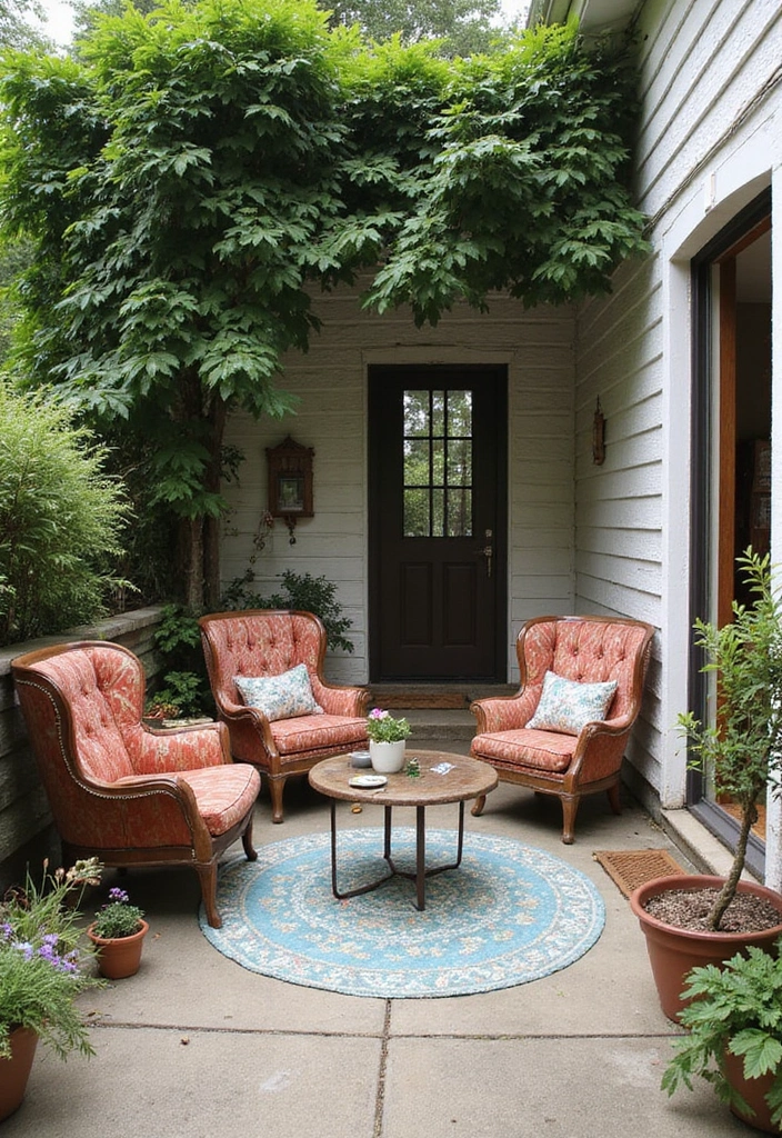 25 Stylish Concrete Patio Ideas for Small Outdoor Spaces - 18. Vintage-Inspired Decor
