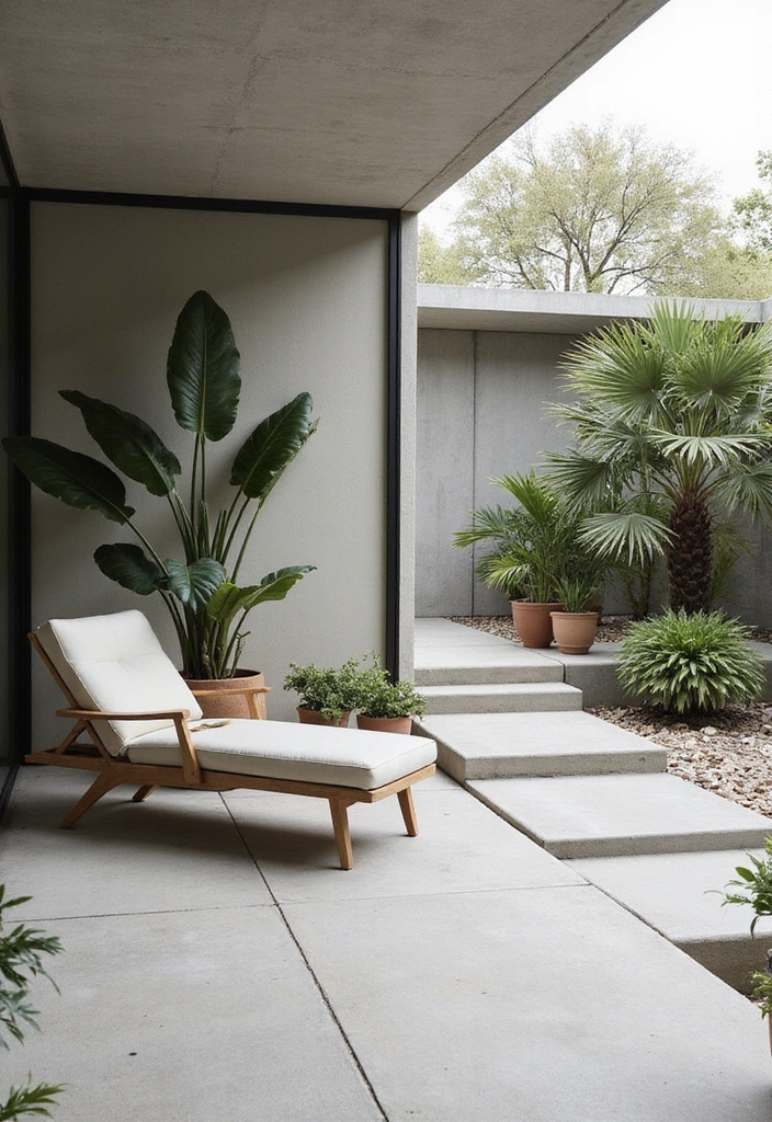 25 Stylish Concrete Patio Ideas for Small Outdoor Spaces - 2. Chic Minimalist Design