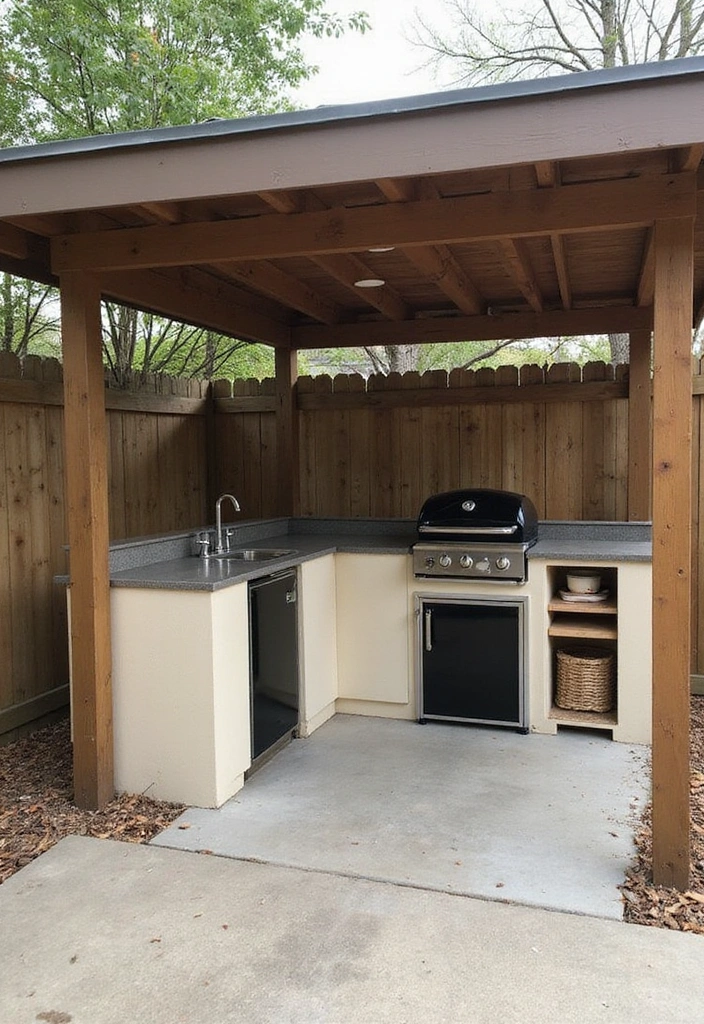 26 Carport Decorating Ideas for Your Outdoor Living Space - 16. Compact Outdoor Kitchen