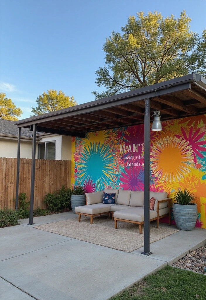 26 Carport Decorating Ideas for Your Outdoor Living Space - 18. Vibrant Wall Murals