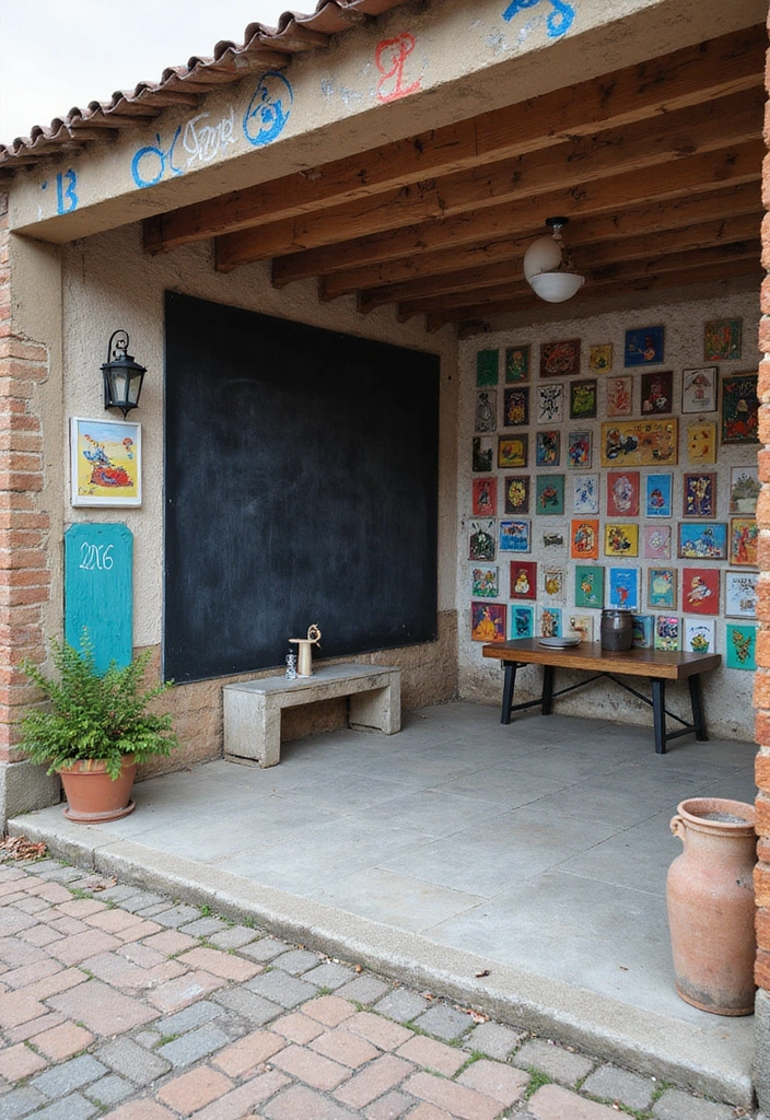 26 Carport Decorating Ideas for Your Outdoor Living Space - 4. Artistic Outdoor Gallery