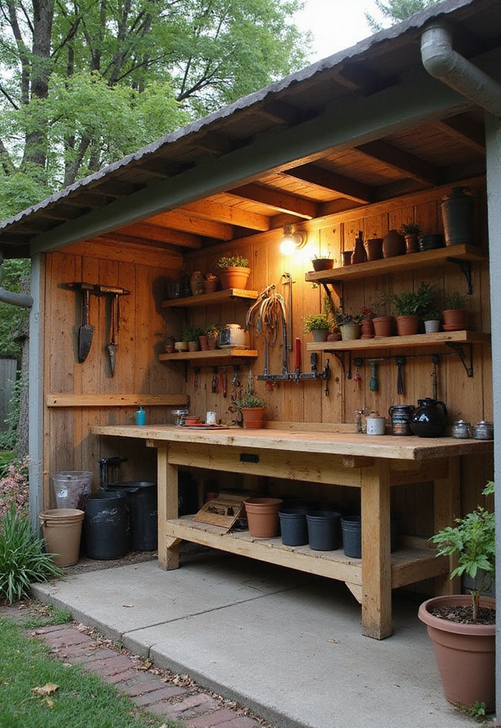 26 Carport Decorating Ideas for Your Outdoor Living Space - 7. Garden Workshop Space