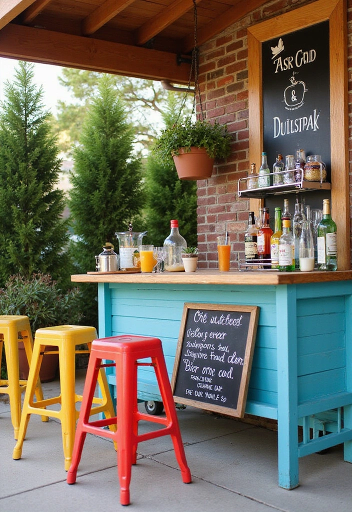 26 Carport Decorating Ideas for Your Outdoor Living Space - 8. Vibrant Outdoor Bar