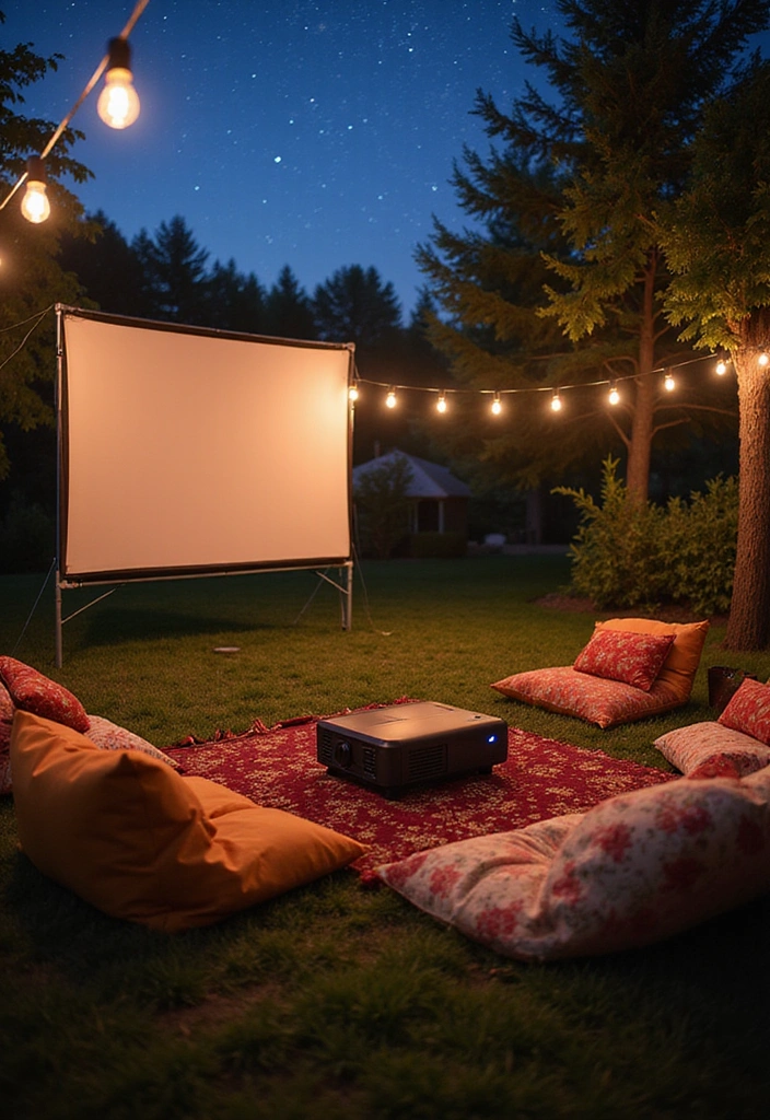 26 Eco-Friendly Patio Ideas for Inspiring Outdoor Living - 15. Outdoor Movie Night Setup