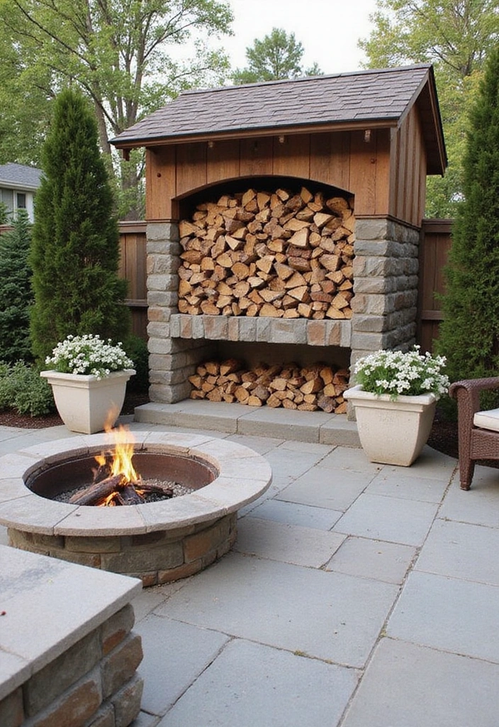 26 Eco-Friendly Patio Ideas for Inspiring Outdoor Living - 20. Sustainable Firewood Storage