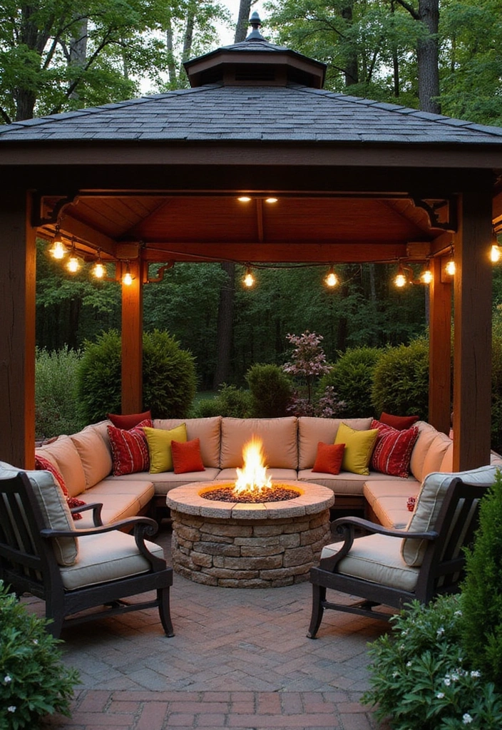 26 Gazebo Ideas for Your Backyard - 11. Fire Pit Gazebo