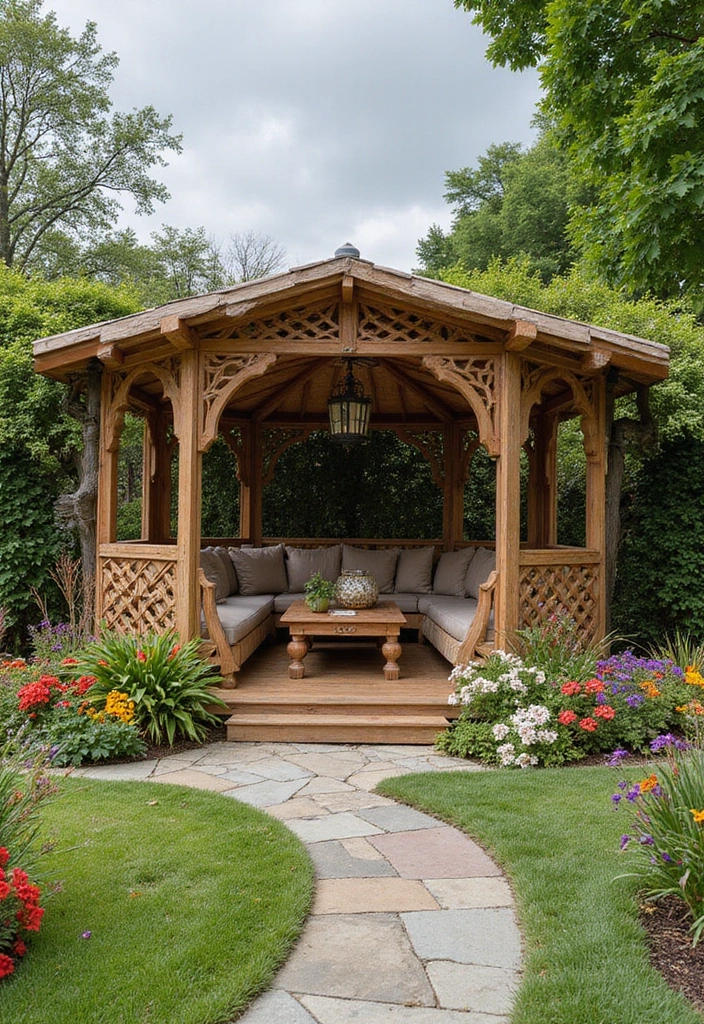 26 Gazebo Ideas for Your Backyard - 15. Artistic Gazebo with Unique Design