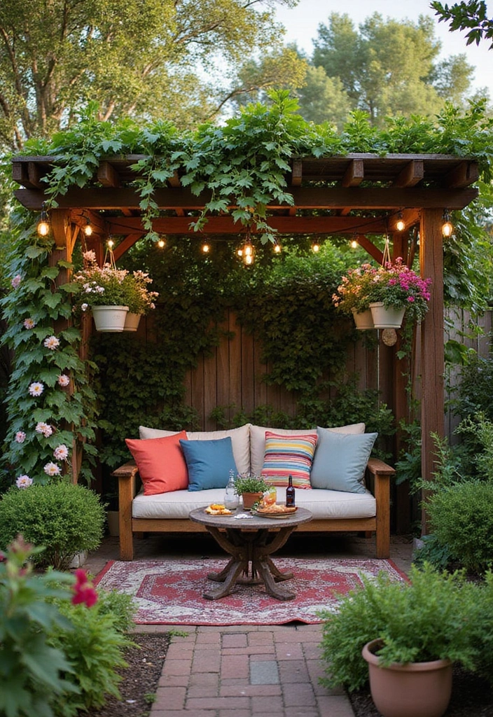26 Gazebo Ideas for Your Backyard - 3. Cozy Pergola with Climbing Vines