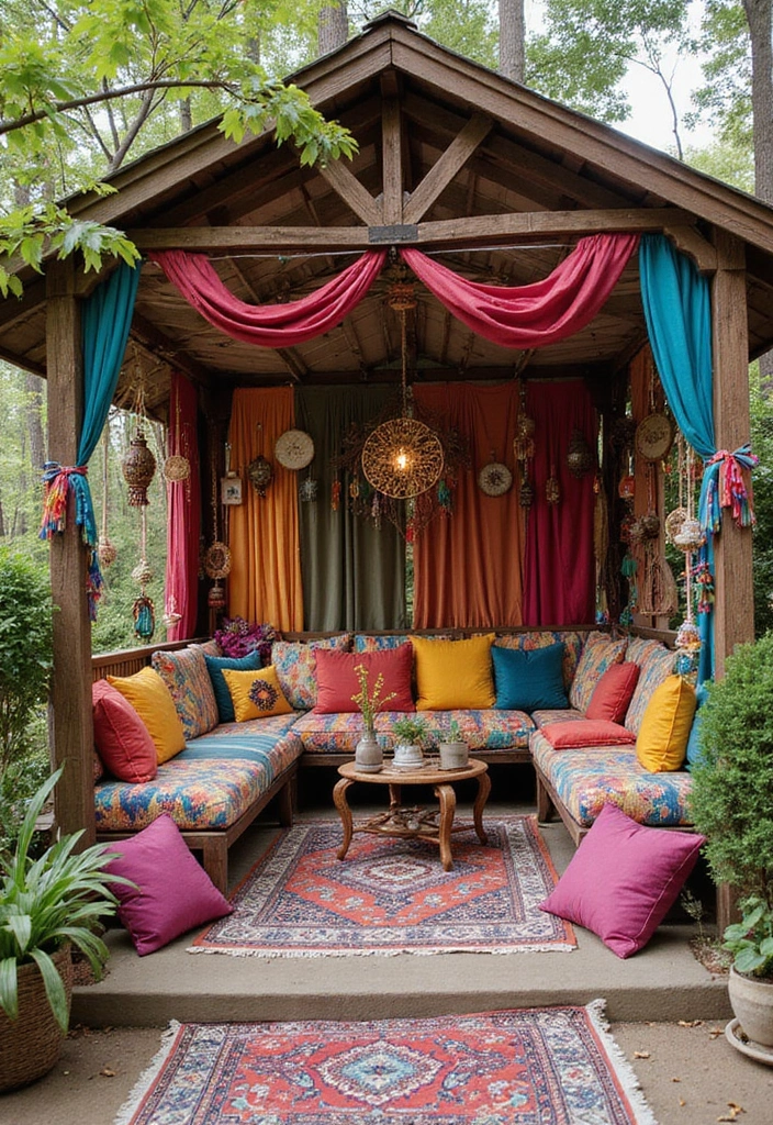 26 Gazebo Ideas for Your Backyard - 8. Bohemian-Style Gazebo