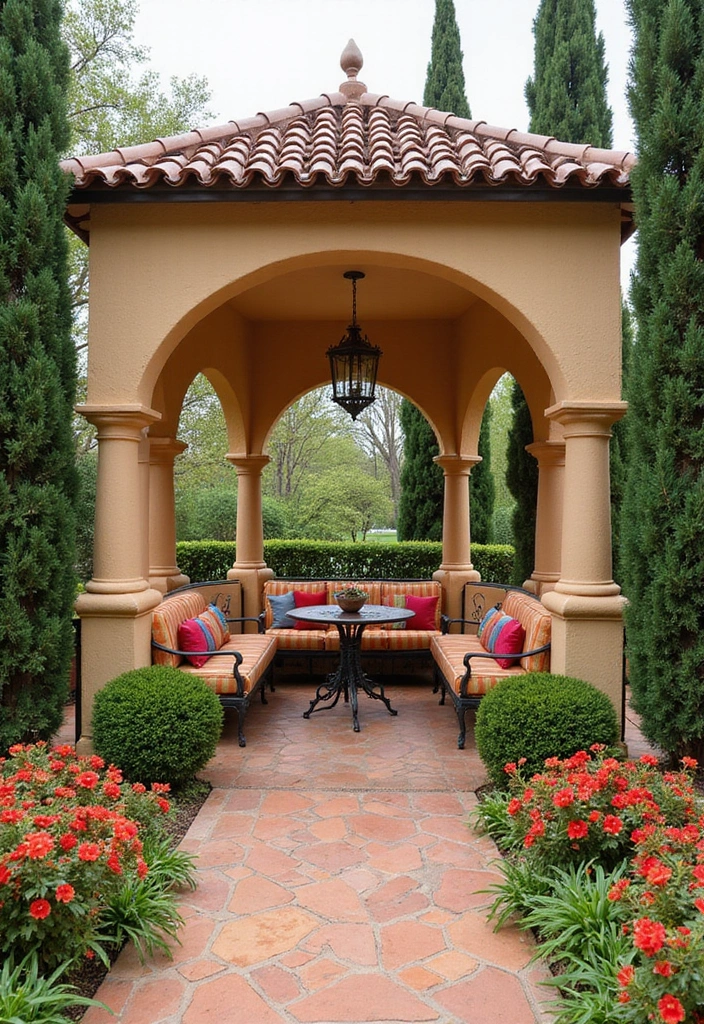 26 Gazebo Ideas for Your Backyard - 9. Mediterranean-Style Gazebo
