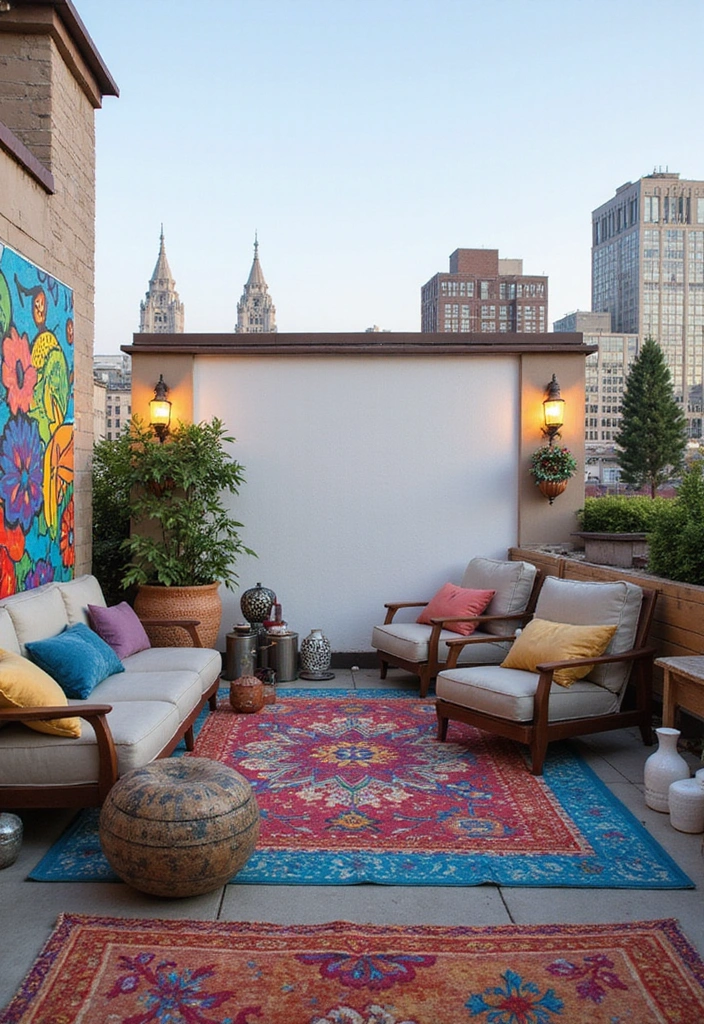 26 Roof Top Design Ideas for Outdoor Living - 11. Artistic Outdoor Gallery