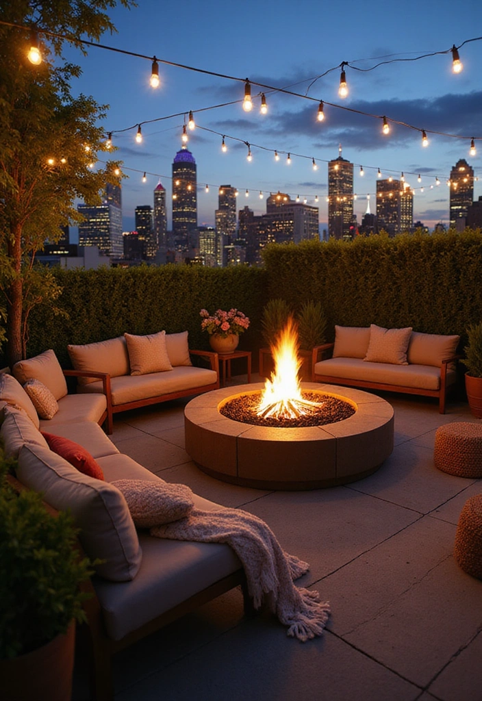 26 Roof Top Design Ideas for Outdoor Living - 4. Fire Pit Retreat