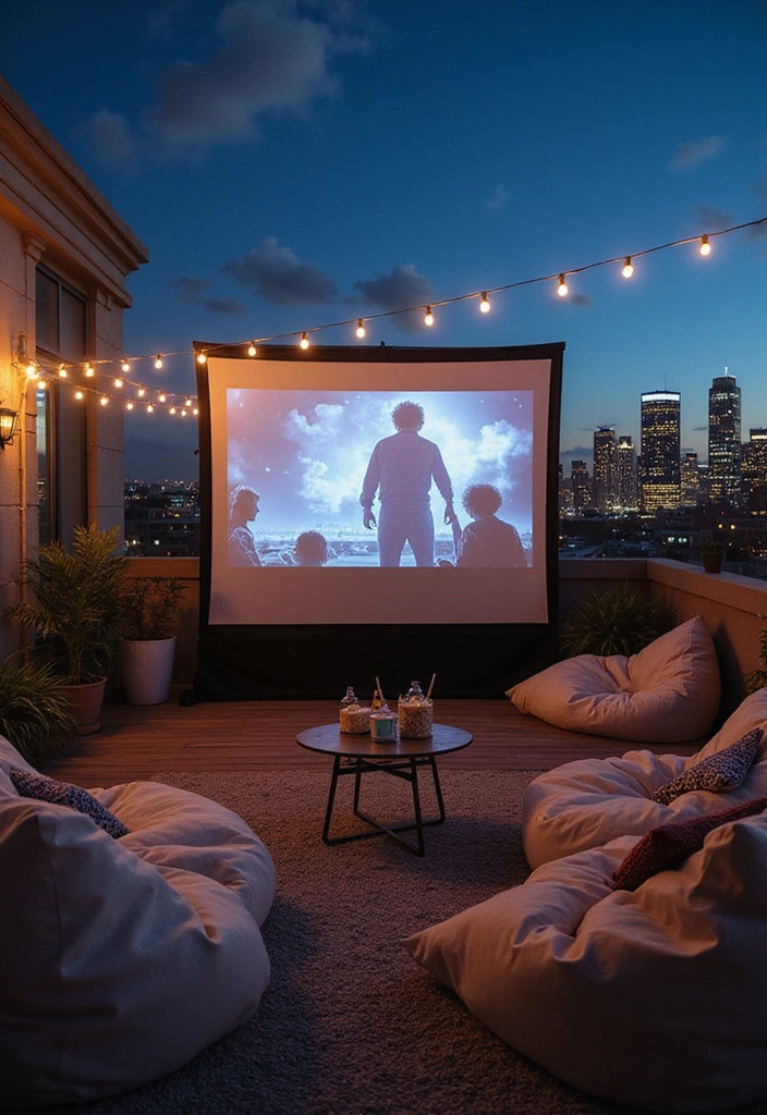 26 Roof Top Design Ideas for Outdoor Living - 5. Movie Night Setup