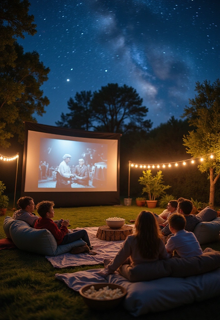 27 Backyard Party Ideas for Unforgettable Outdoor Living - 4. Outdoor Movie Night