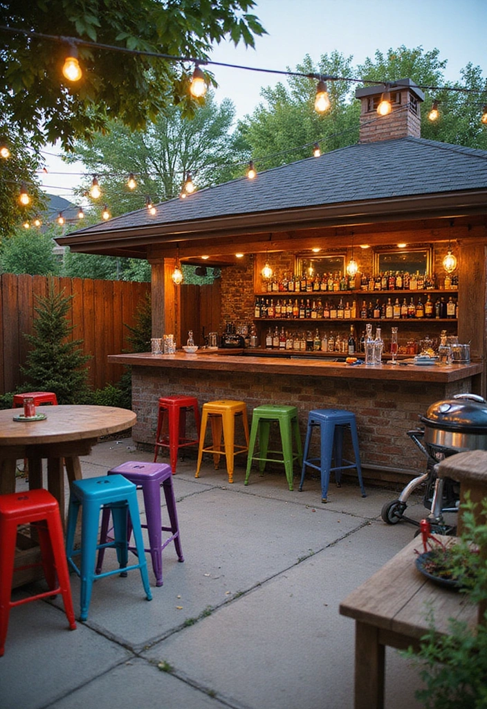 27 Bloxburg Backyard Ideas for Stunning Outdoor Living Spaces - 13. Vibrant Outdoor Bar Area