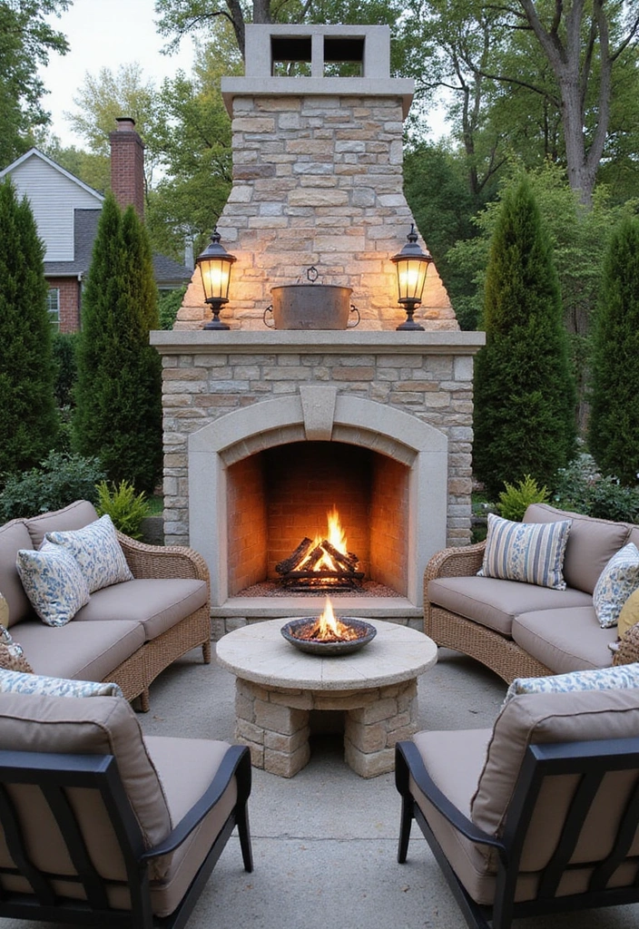 27 Bloxburg Backyard Ideas for Stunning Outdoor Living Spaces - 18. Elegant Outdoor Fireplace