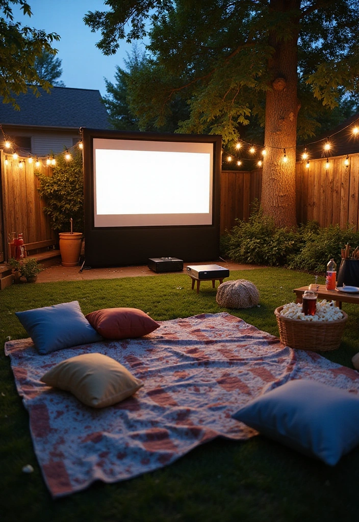 27 Bloxburg Backyard Ideas for Stunning Outdoor Living Spaces - 22. Outdoor Movie Night Setup