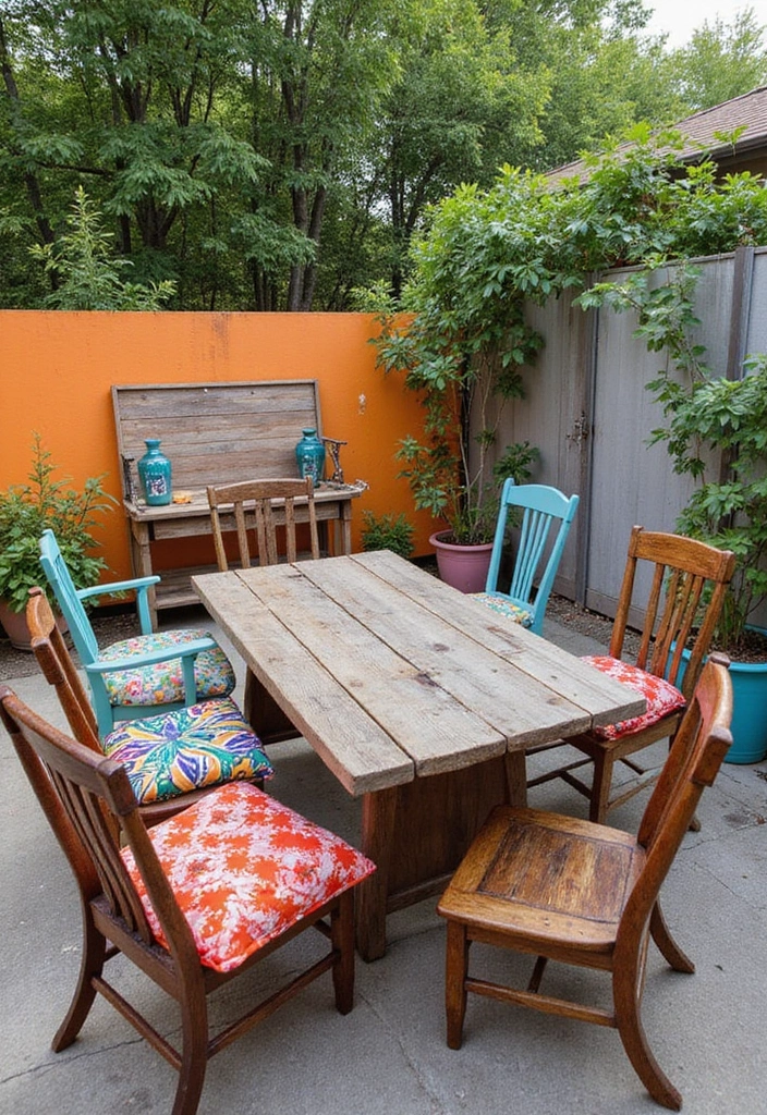 27 Eco-Friendly Backyard Ideas for Outdoor Living - 5. Upcycled Outdoor Furniture