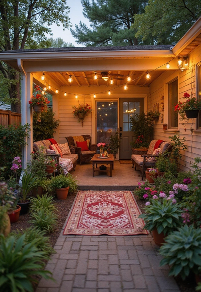 27 Front Patio Ideas: Elevate Your Outdoor Living Space - 13. Festive Patio for Celebrations