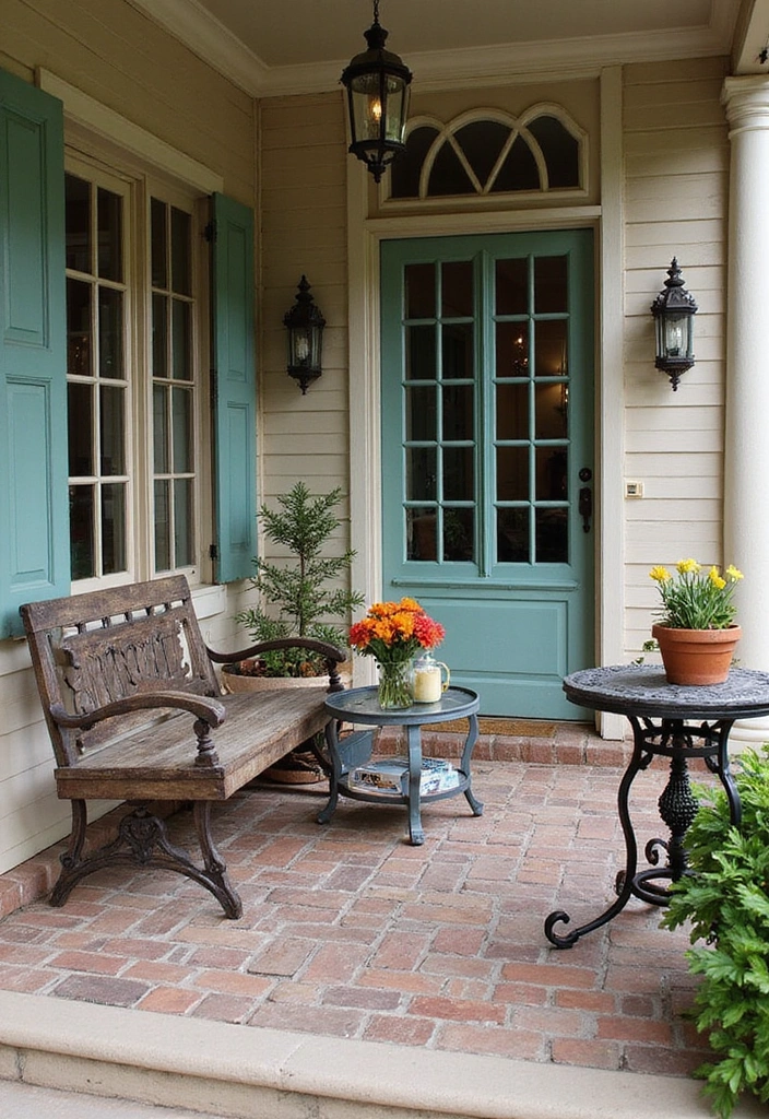 27 Front Patio Ideas: Elevate Your Outdoor Living Space - 8. Vintage Charm with Antique Furniture