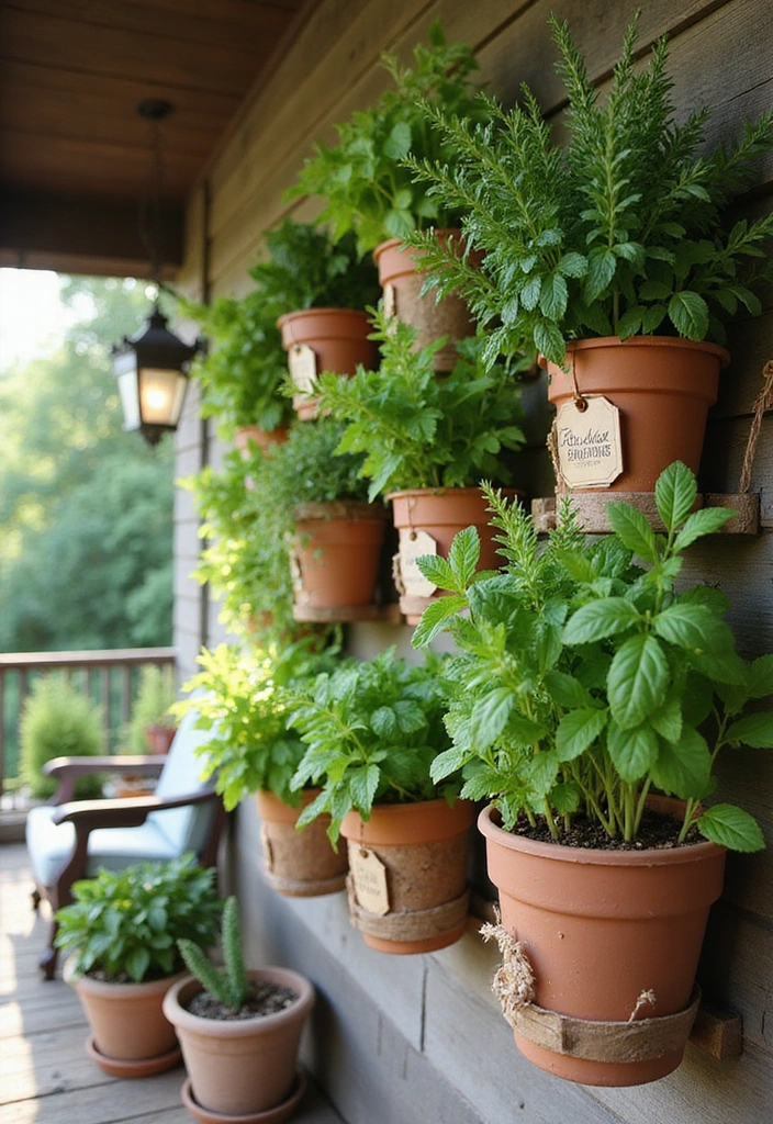 27 Front Porch Landscaping Ideas - 4. Vertical Herb Gardens