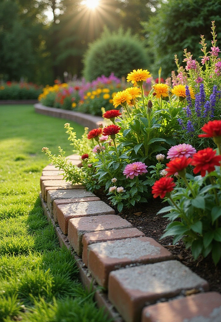 27 Garden Edging Ideas for Sustainable Outdoor Decor - 1. Recycled Brick Edging
