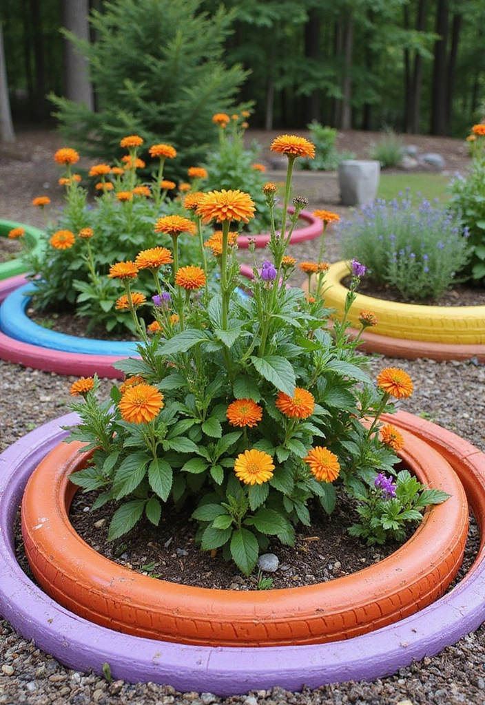 27 Garden Edging Ideas for Sustainable Outdoor Decor - 11. Upcycled Tire Edging