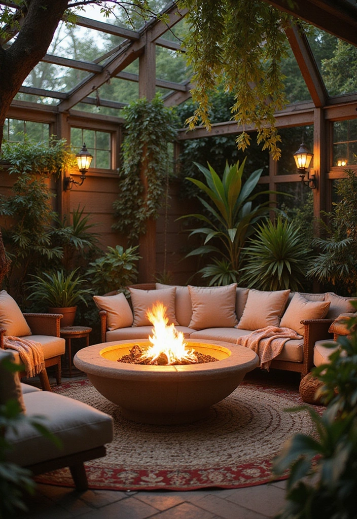 27 Garden Room Ideas - 15. Cozy Firepit Area