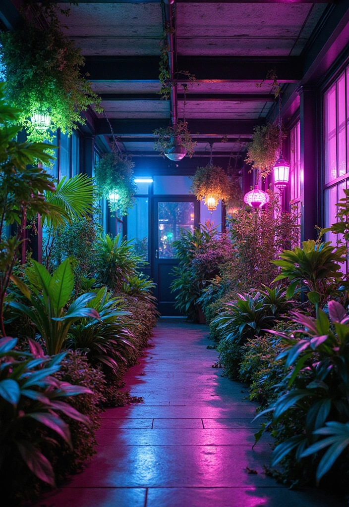 27 Garden Room Ideas - 25. Indoor Garden with LED Lighting